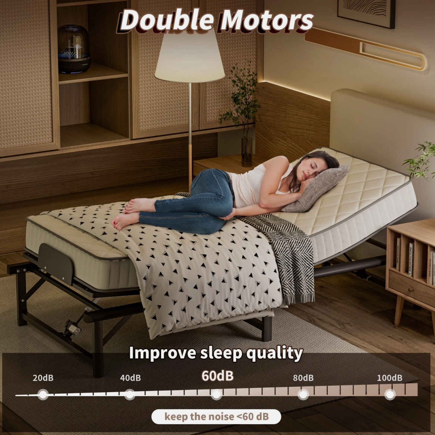 Twin XL Electric Bed Frame Head & Foot Incline Bed Base w/ Wired Remote Control
