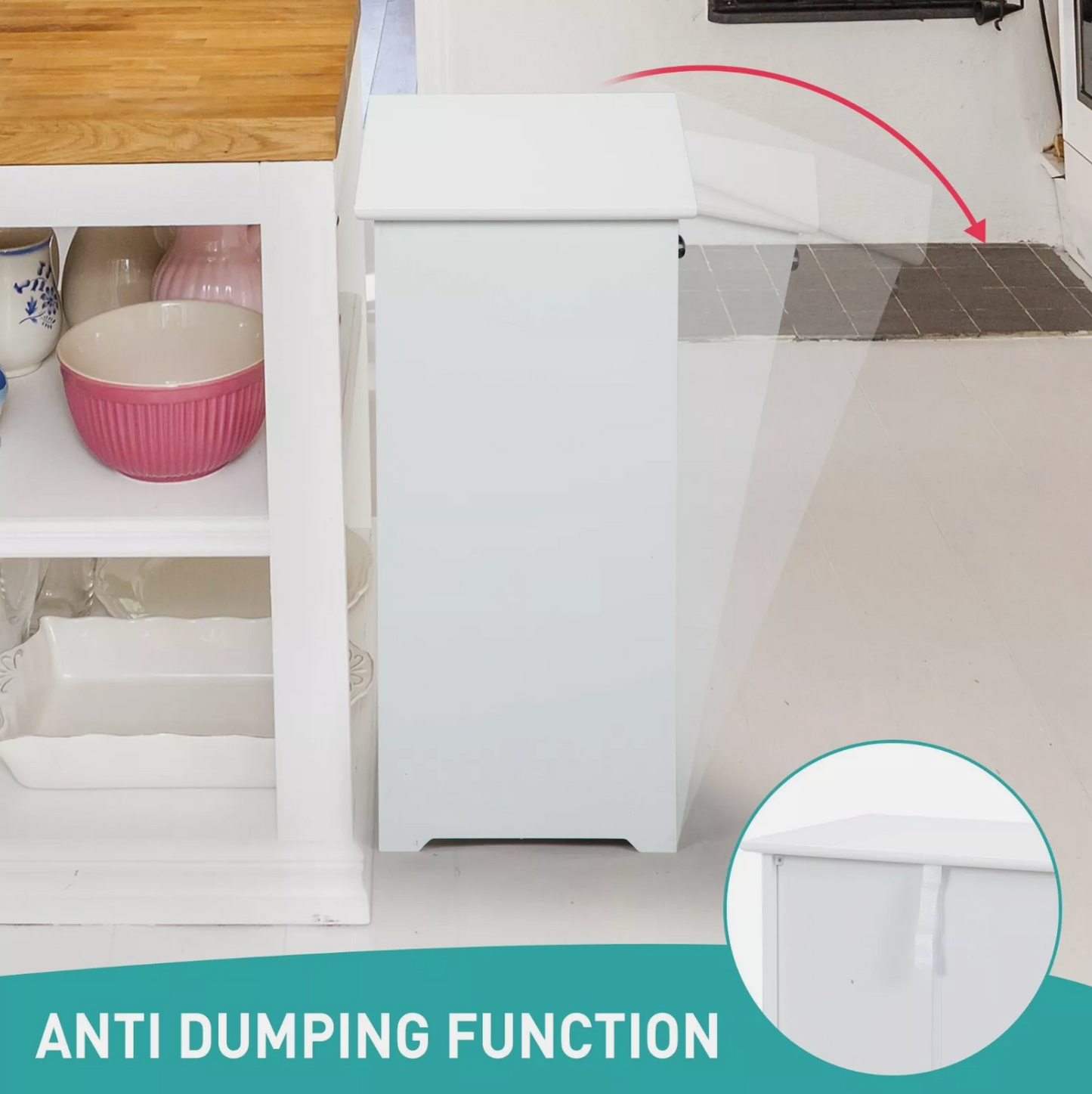 Modern Tilt-out Trash Cabinet Wood Kitchen Garbage Can Holder Recycling Cabinet