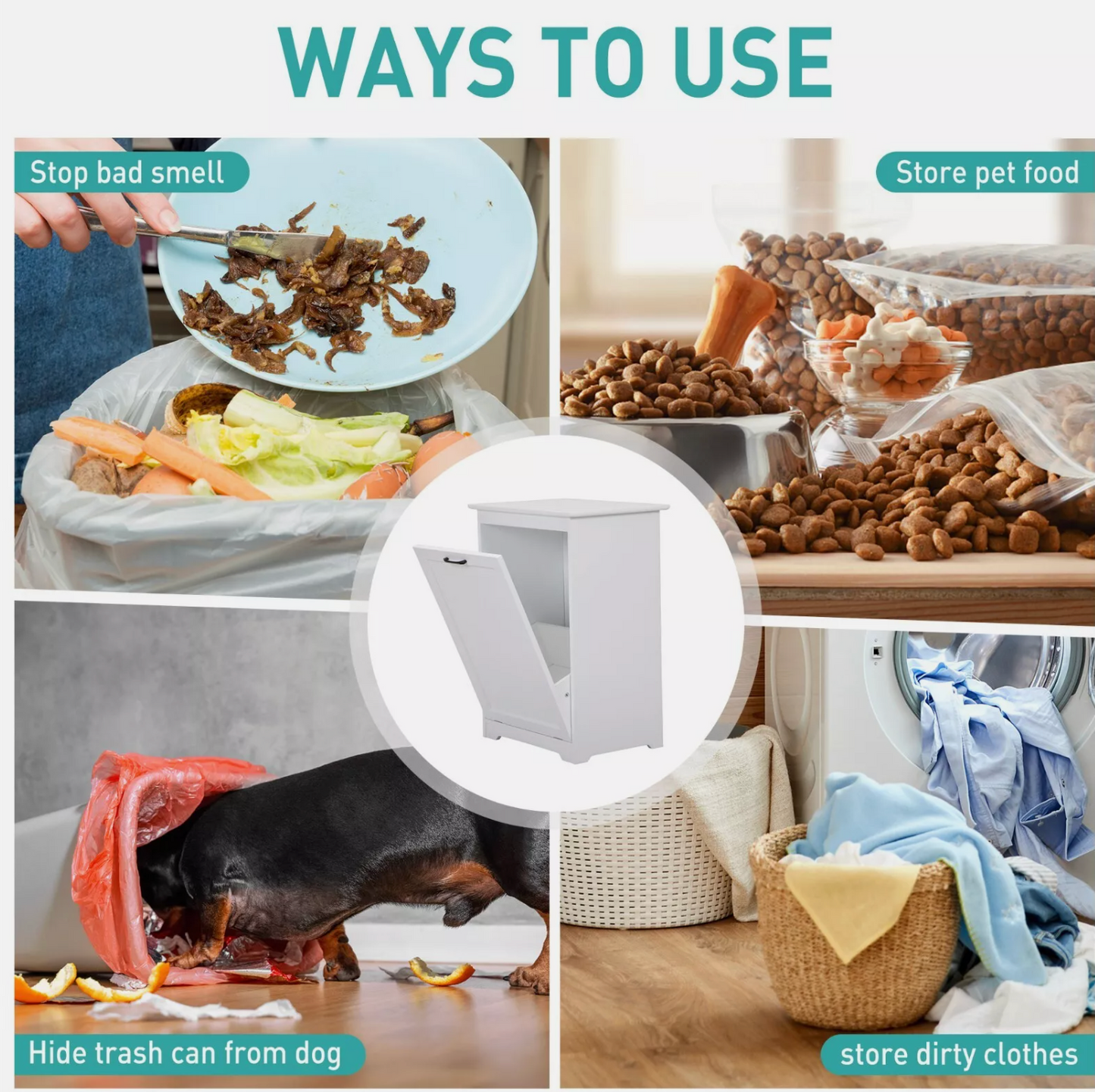 Modern Tilt-out Trash Cabinet Wood Kitchen Garbage Can Holder Recycling Cabinet