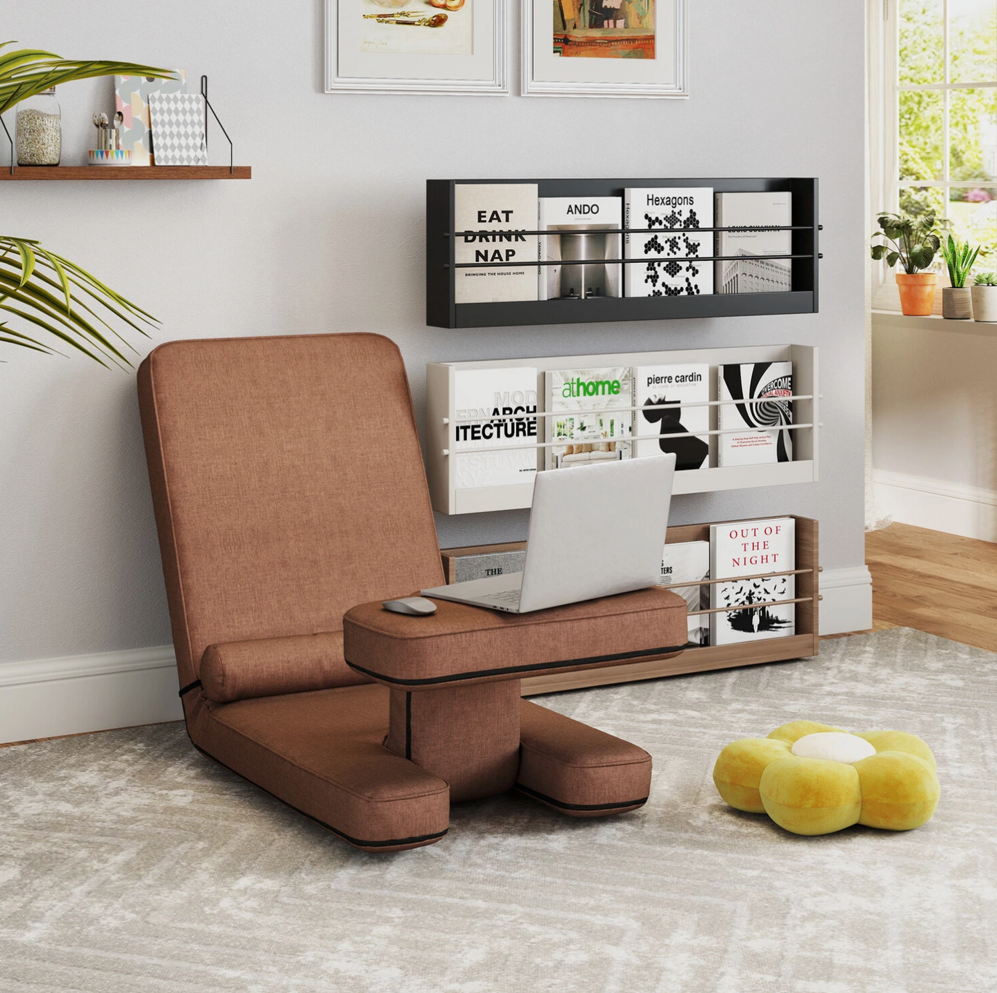 Modern Sleeper Convertible Chair Adjustable Backrest Small Couch Bed for Living