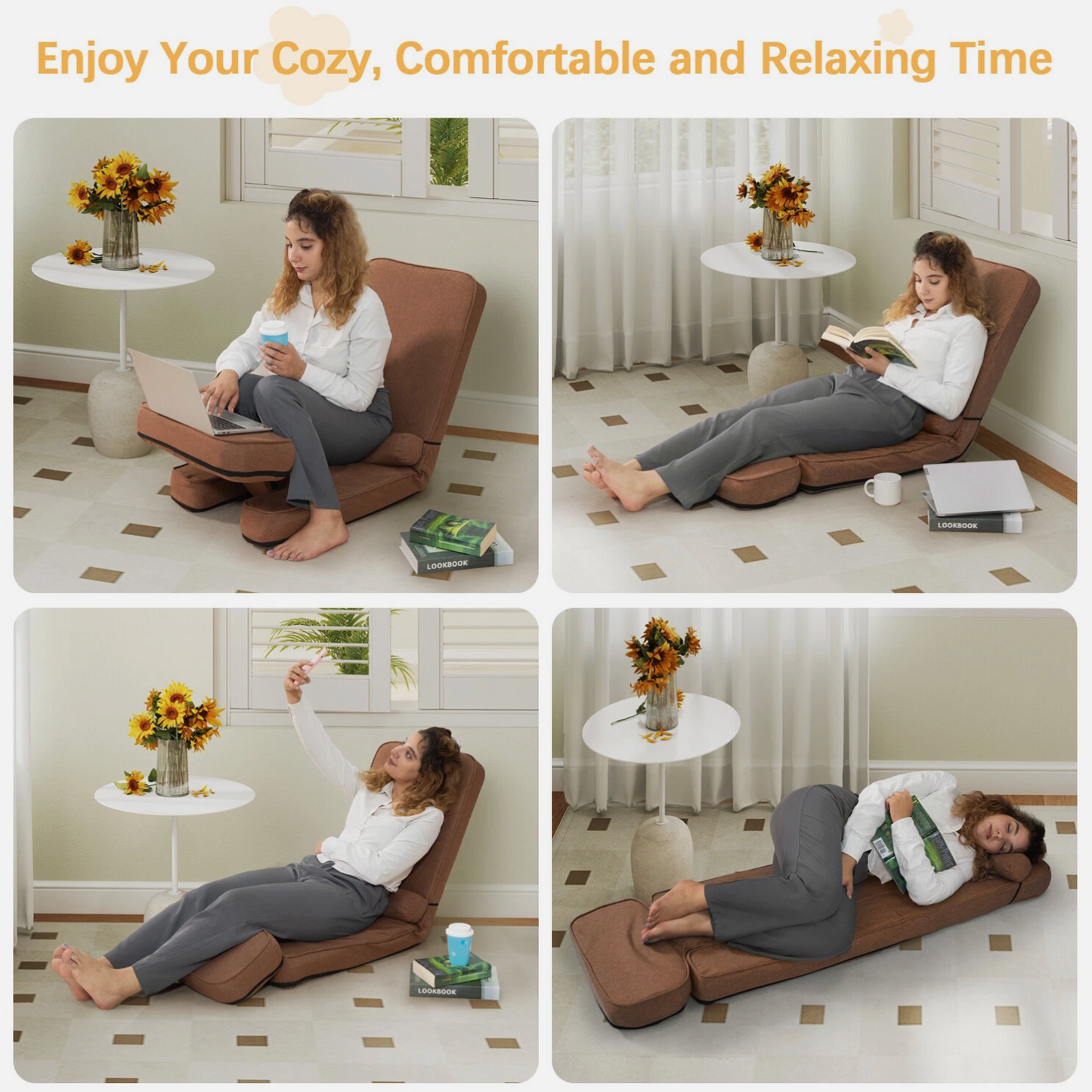 Modern Sleeper Convertible Chair Adjustable Backrest Small Couch Bed for Living