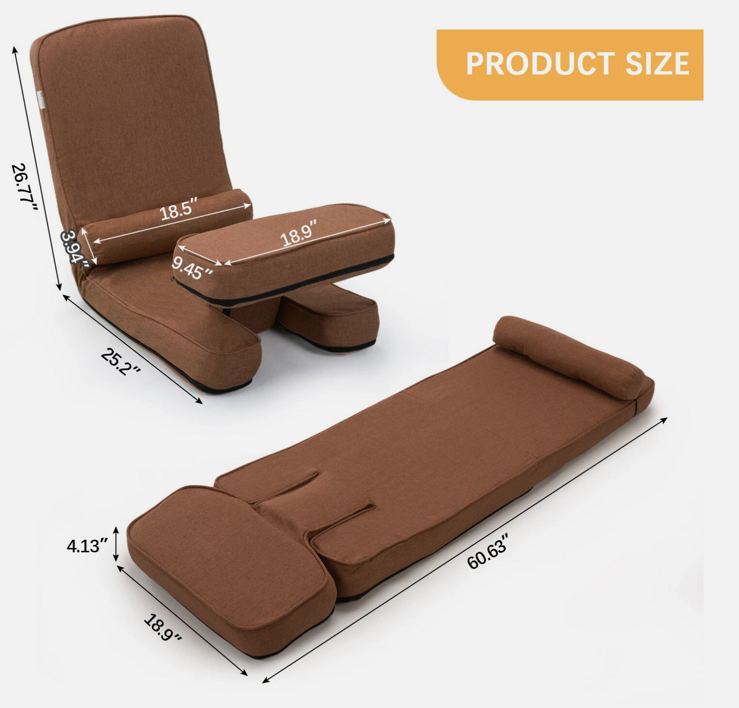 Modern Sleeper Convertible Chair Adjustable Backrest Small Couch Bed for Living