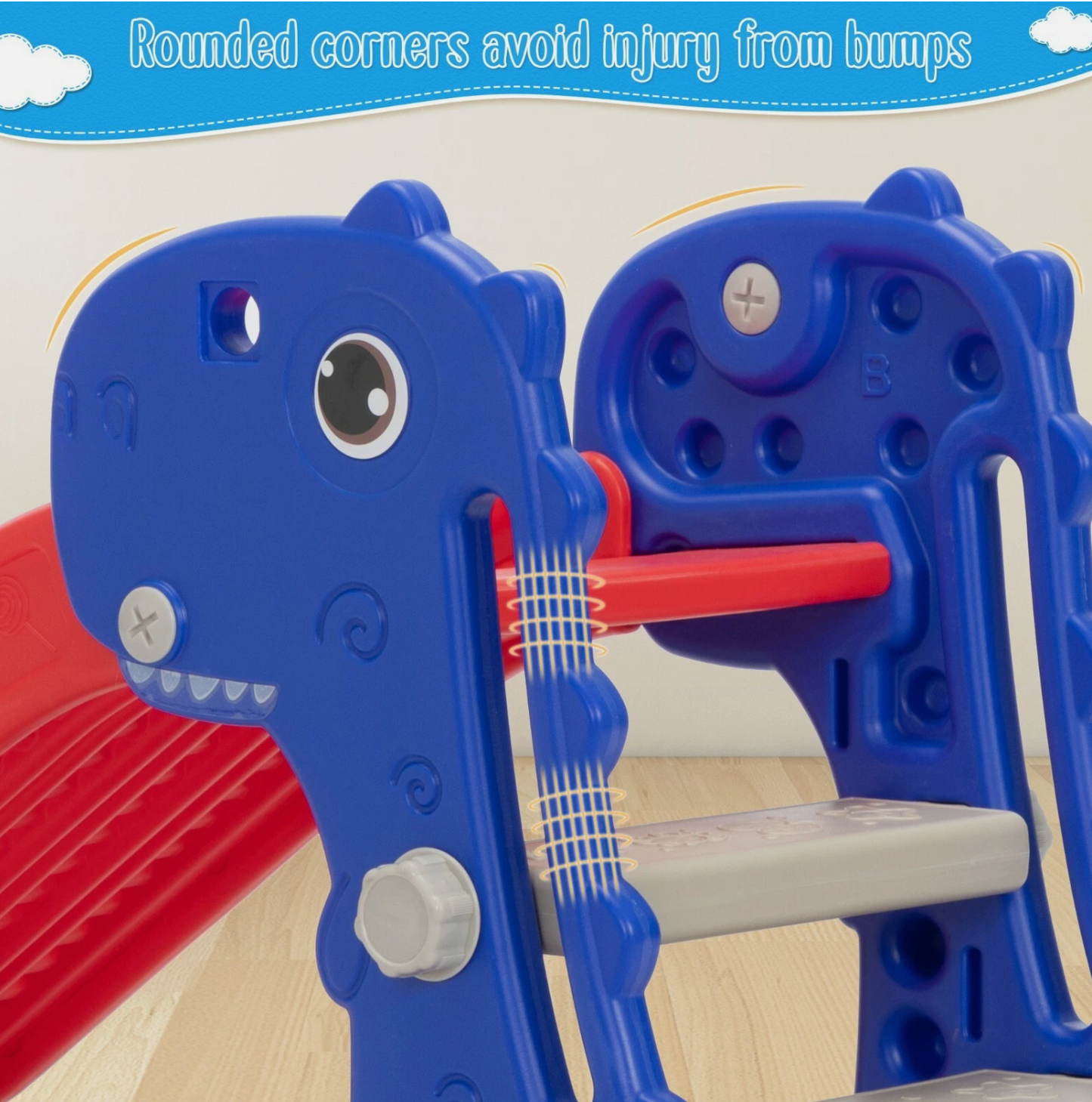 3 in 1 Foldable Toddler Large Slide,Kids Slide Climber Playset w/Ladder