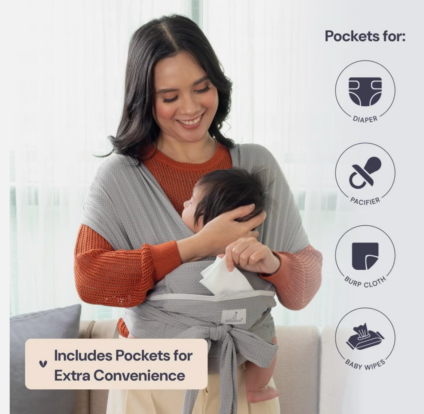Baby Wraps Carrier - Baby Essentials Baby Sling Carrier, Secure & Comfortable