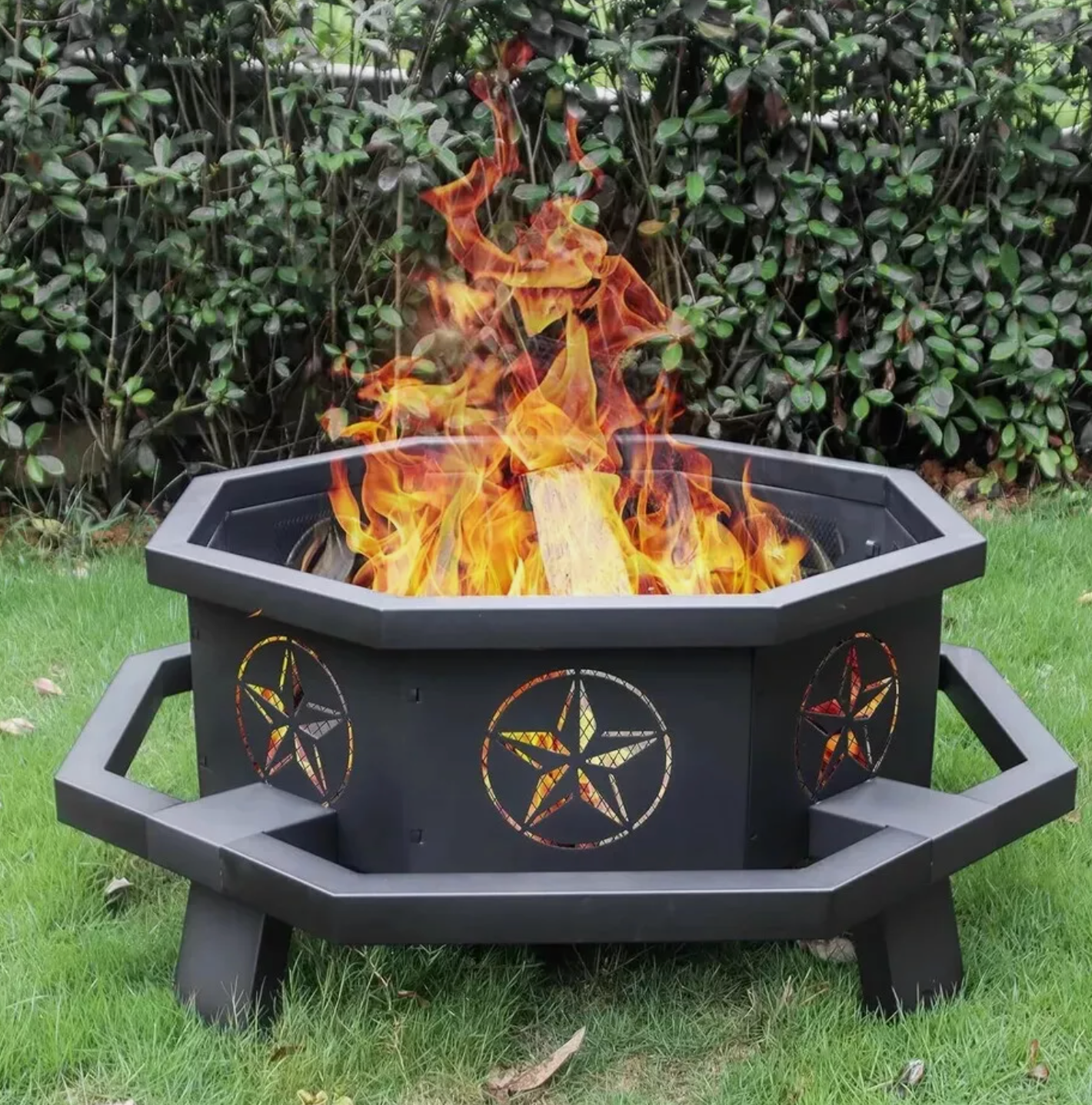 43 Inch Octagonal Outdoor Fire Pit Wood Burning Firepit Bonfire Camping Backyard