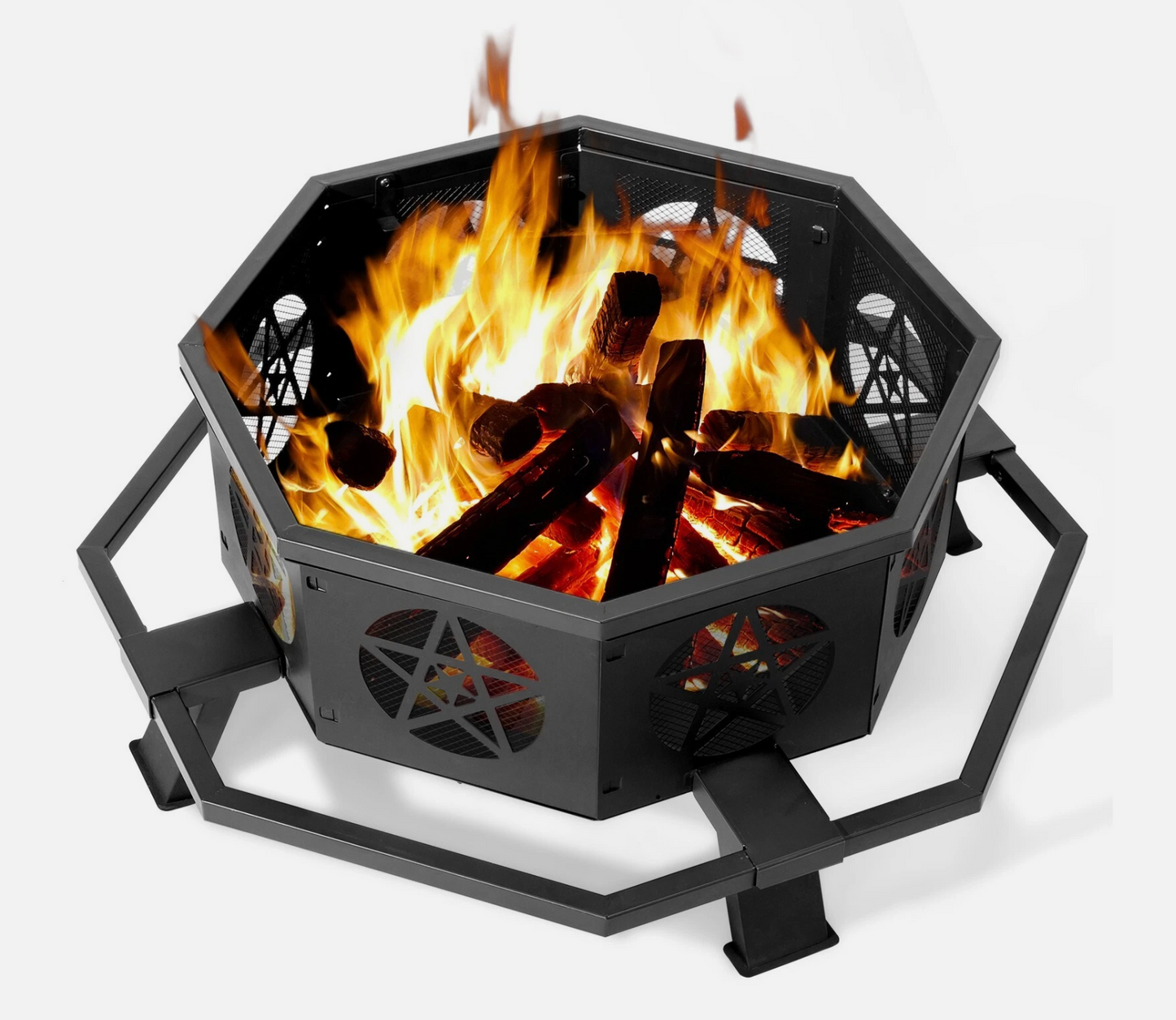 43 Inch Octagonal Outdoor Fire Pit Wood Burning Firepit Bonfire Camping Backyard