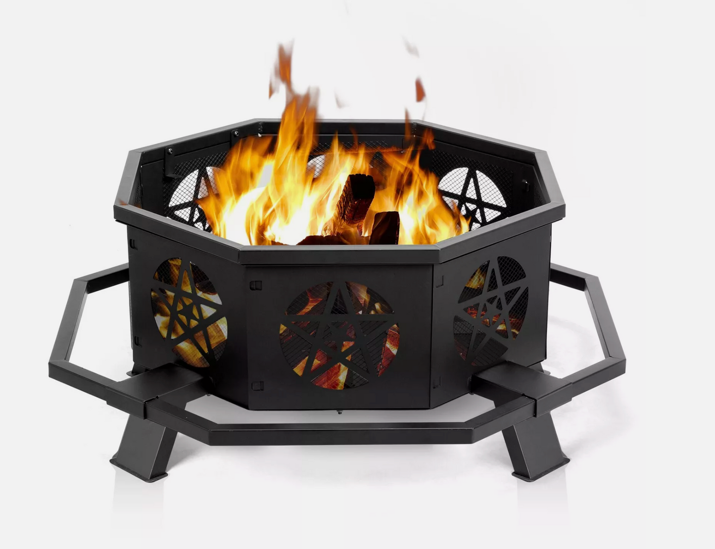 43 Inch Octagonal Outdoor Fire Pit Wood Burning Firepit Bonfire Camping Backyard