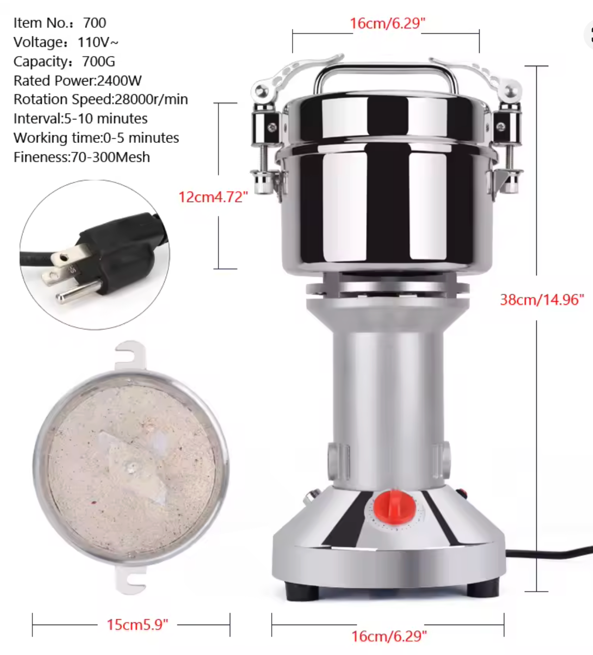 Herb Grain Grinder Electric Mill Cereal Machine-High Speed