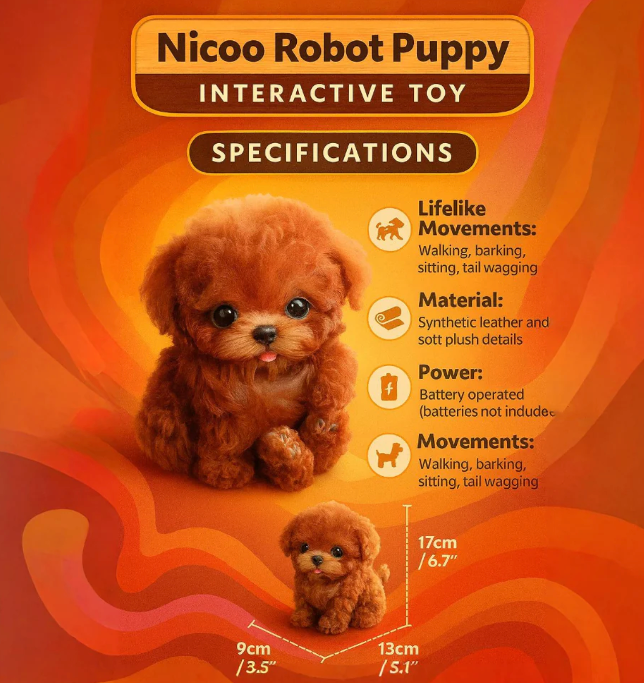 Nicoo Robot Puppy Interactive Toy Realistic Lifelike Dog for Kids