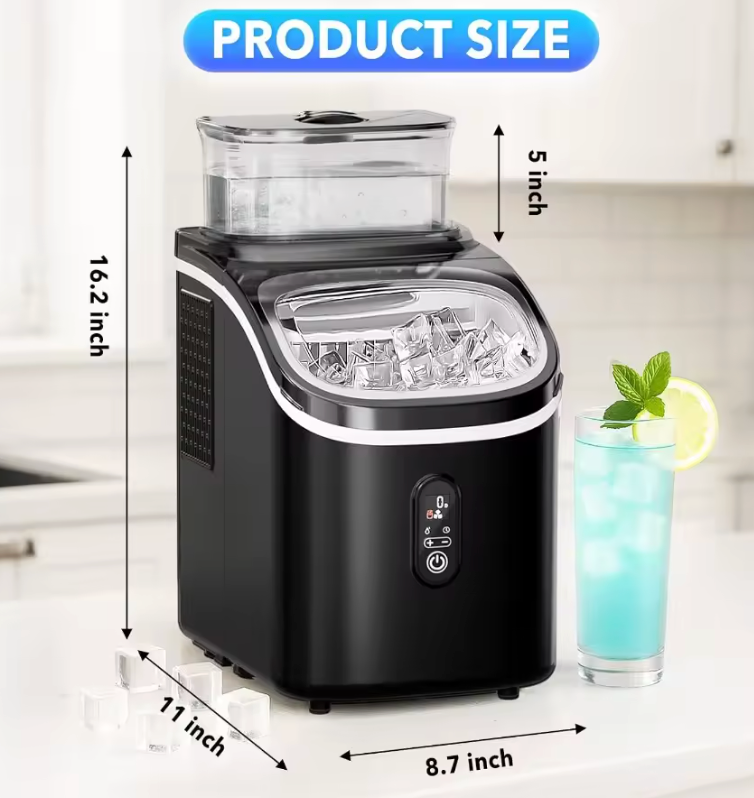 Portable Ice Maker Machine for Home Kitchen Office Bar and Camping: 34LBS in 24Hrs AutoCleaning Produces 16 Nuggets in 13 Minut