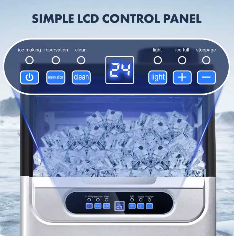 Commercial 100LBS/24H Stainless Steel, Adjustable Thickness, Quiet Auto Clean, for Bar Hotel Catering Ice Maker Machine