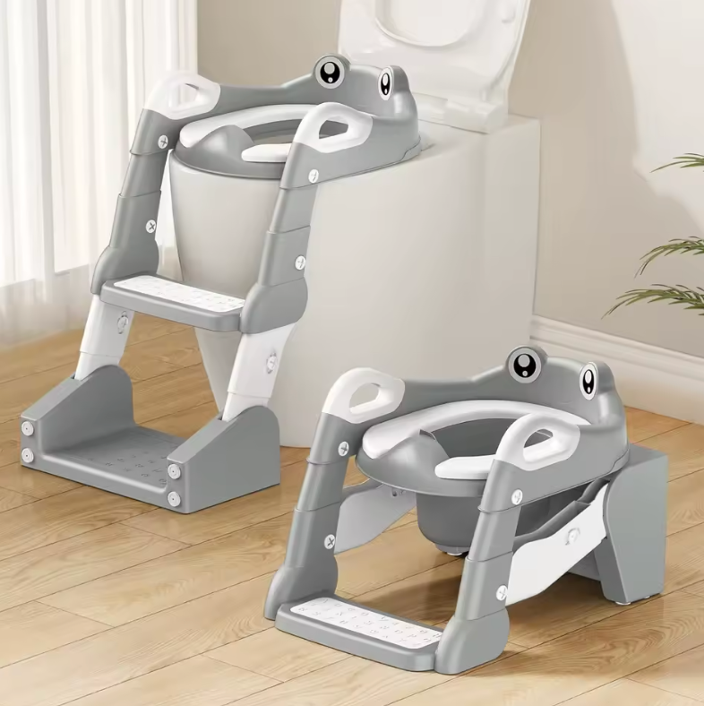 Adjustable Potty Chair, 2 IN 1 Toddler Training Toilet Seat with Anti-Slip Step Stool Ladder for Kids, Soft Seat Potty Set