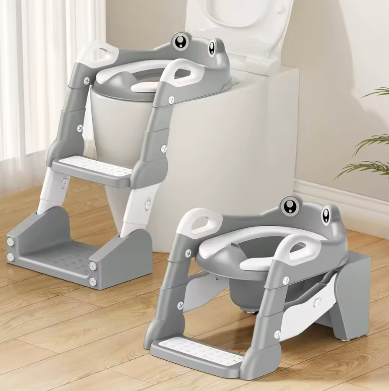 Adjustable Potty Chair, 2 IN 1 Toddler Training Toilet Seat with Anti-Slip Step Stool Ladder for Kids, Soft Seat Potty Set