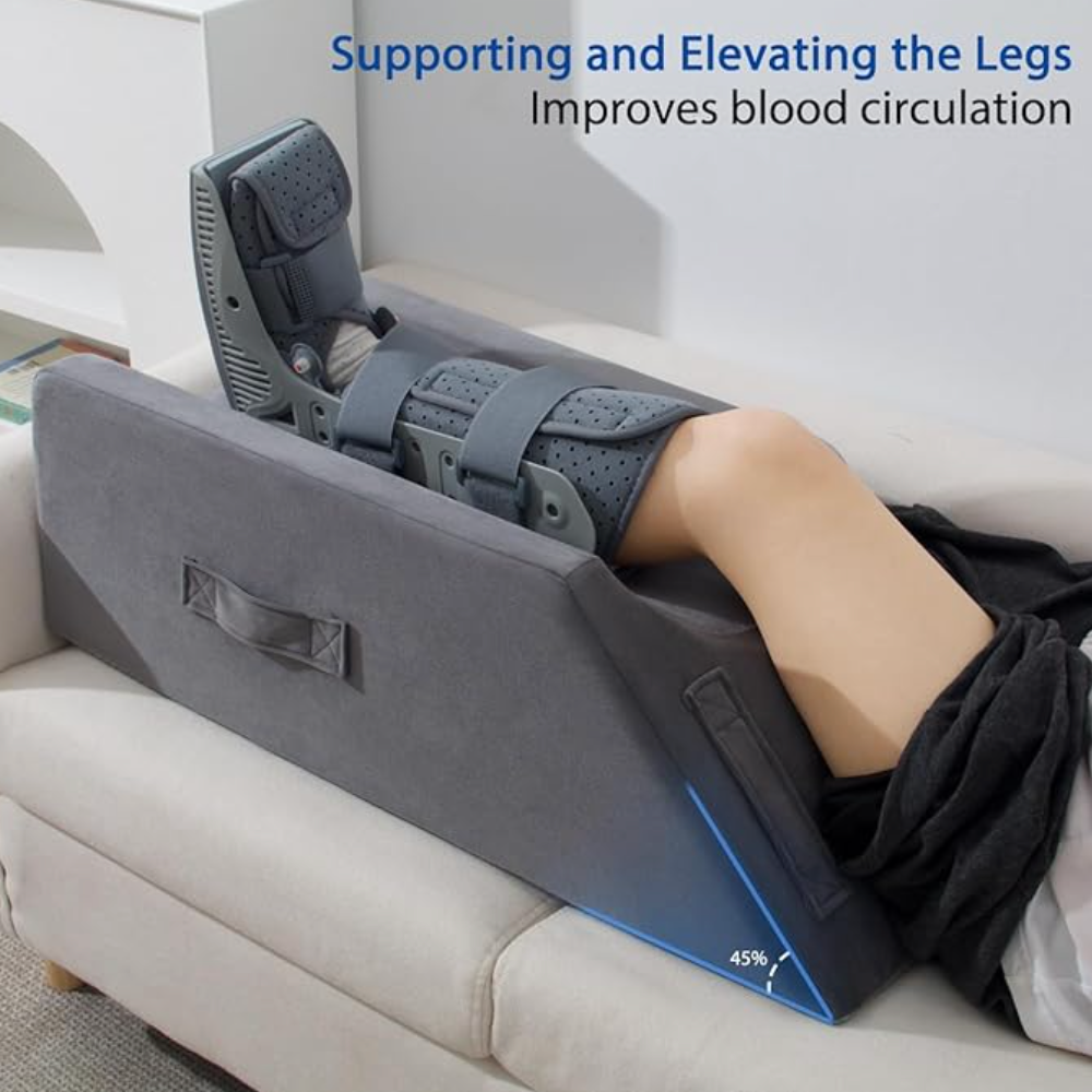 Leg Elevation Pillows , Rest and Sleeping, Foam Wedge Pillow to Elevate Foot with Three Handles and Insert Pad