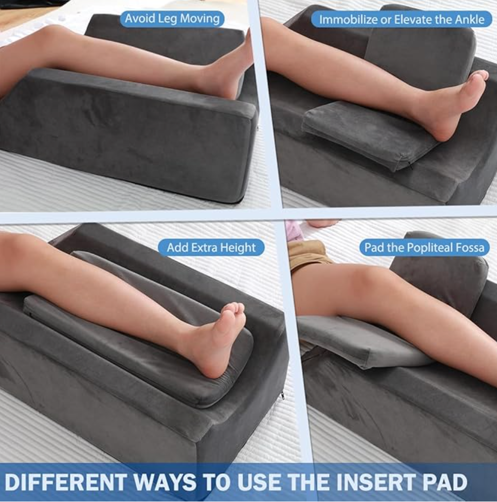Leg Elevation Pillows , Rest and Sleeping, Foam Wedge Pillow to Elevate Foot with Three Handles and Insert Pad