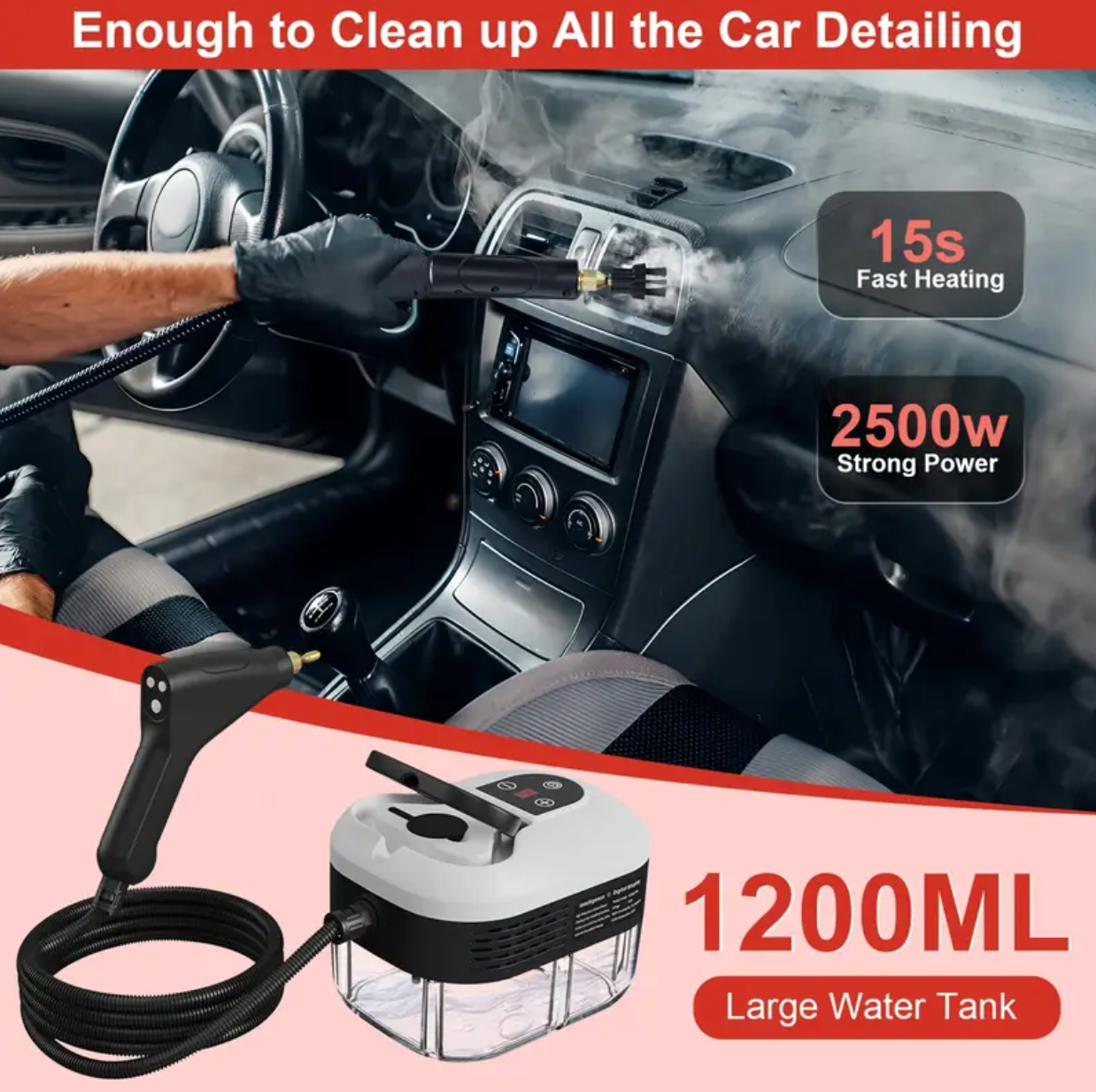 2500W High Pressure Steam Cleaner with Gloves