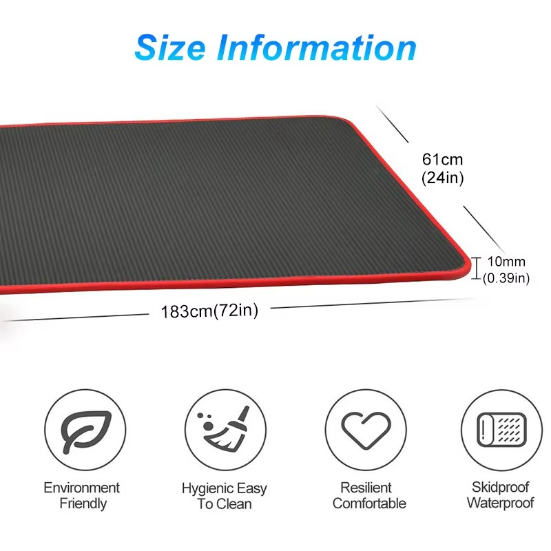 Extra Thick 0.39inch Non-Slip Exercise and Yoga Mat with Carry Band