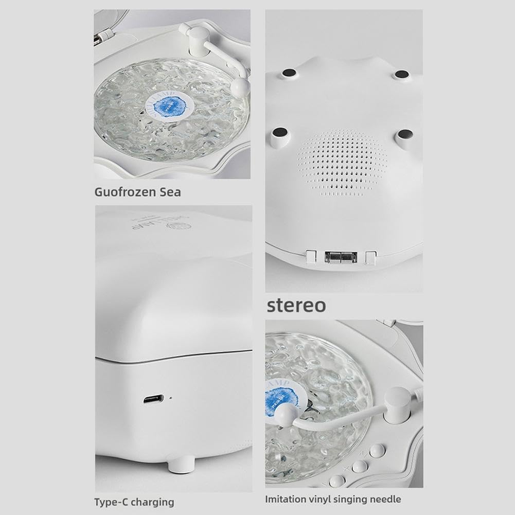 Shell Lamp Waves Retro Bluetooth Record Player LED Night Light - Perfect Gift for Kids and Girls