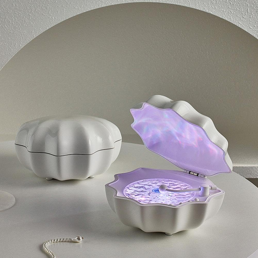Shell Lamp Waves Retro Bluetooth Record Player LED Night Light - Perfect Gift for Kids and Girls