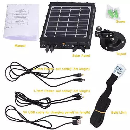 Solar Panel Kit 12V/6V/9V with 8000mAH Rechargeable Lithium Battery, Outdoor Waterproof for All Wildlife Cameras, Game & Trail Cameras | BL8000