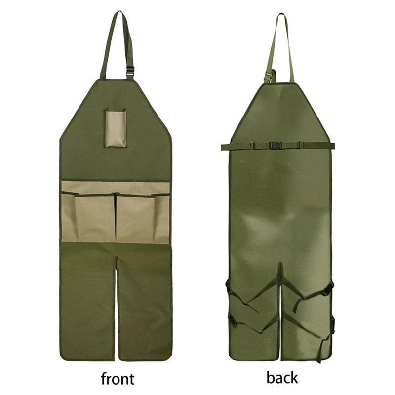 Heavy-Duty Work Apron - Split-Leg Canvas Tool Apron with Pockets for Gardening, Woodworking, and DIY Enthusiasts