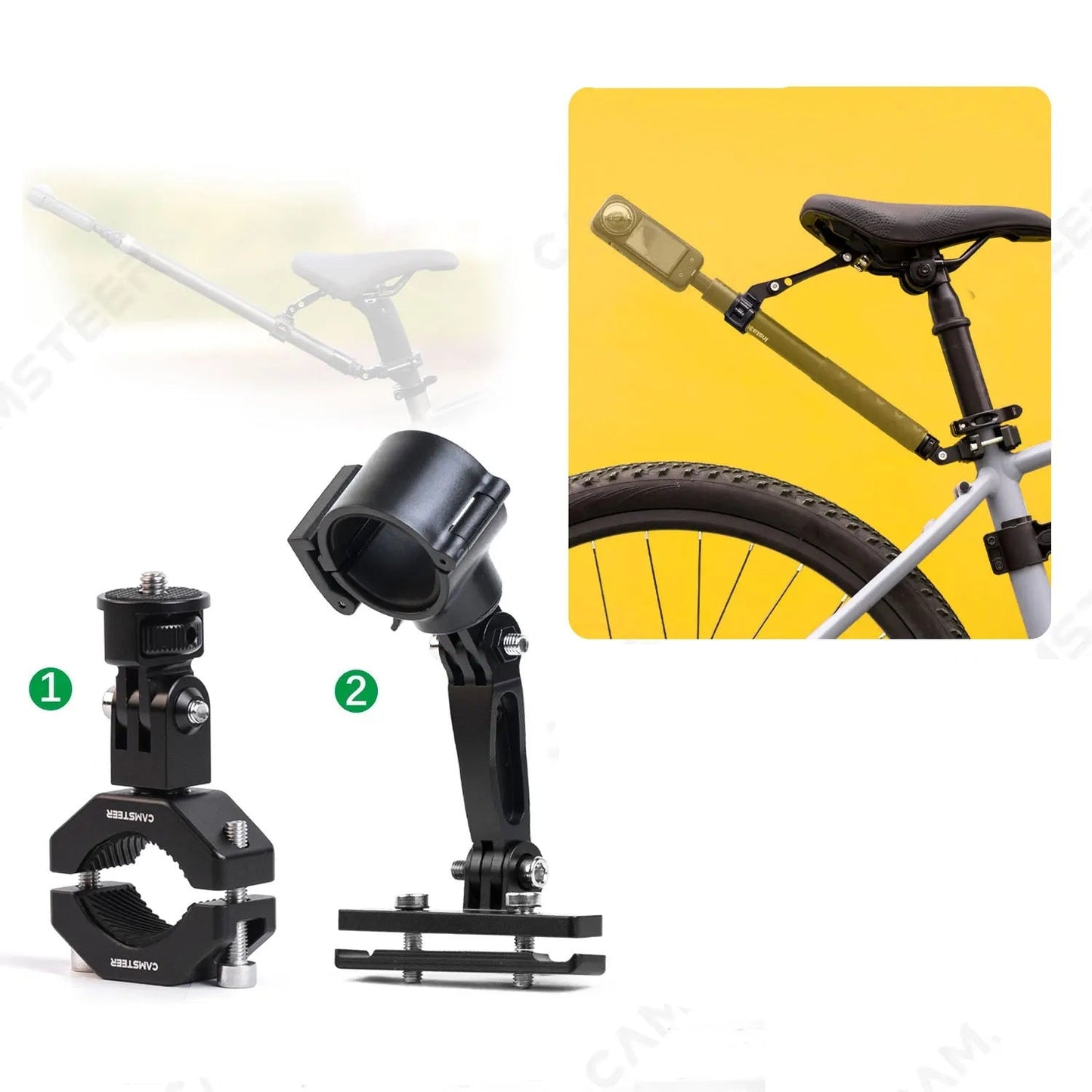 Camsteer Premium Bicycle Backseat Mount – Capture Epic Rides with Third-Person GoPro/Insta360 Views, Fits Hero 13 to DJI 5