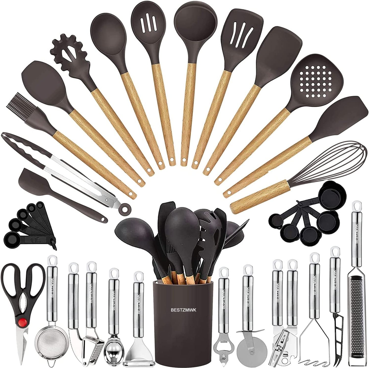 Ultimate Kitchen Utensils Set- 35 Pcs Cooking Utensils & Kitchen Gadgets Tools Set for Nonstick Cookware