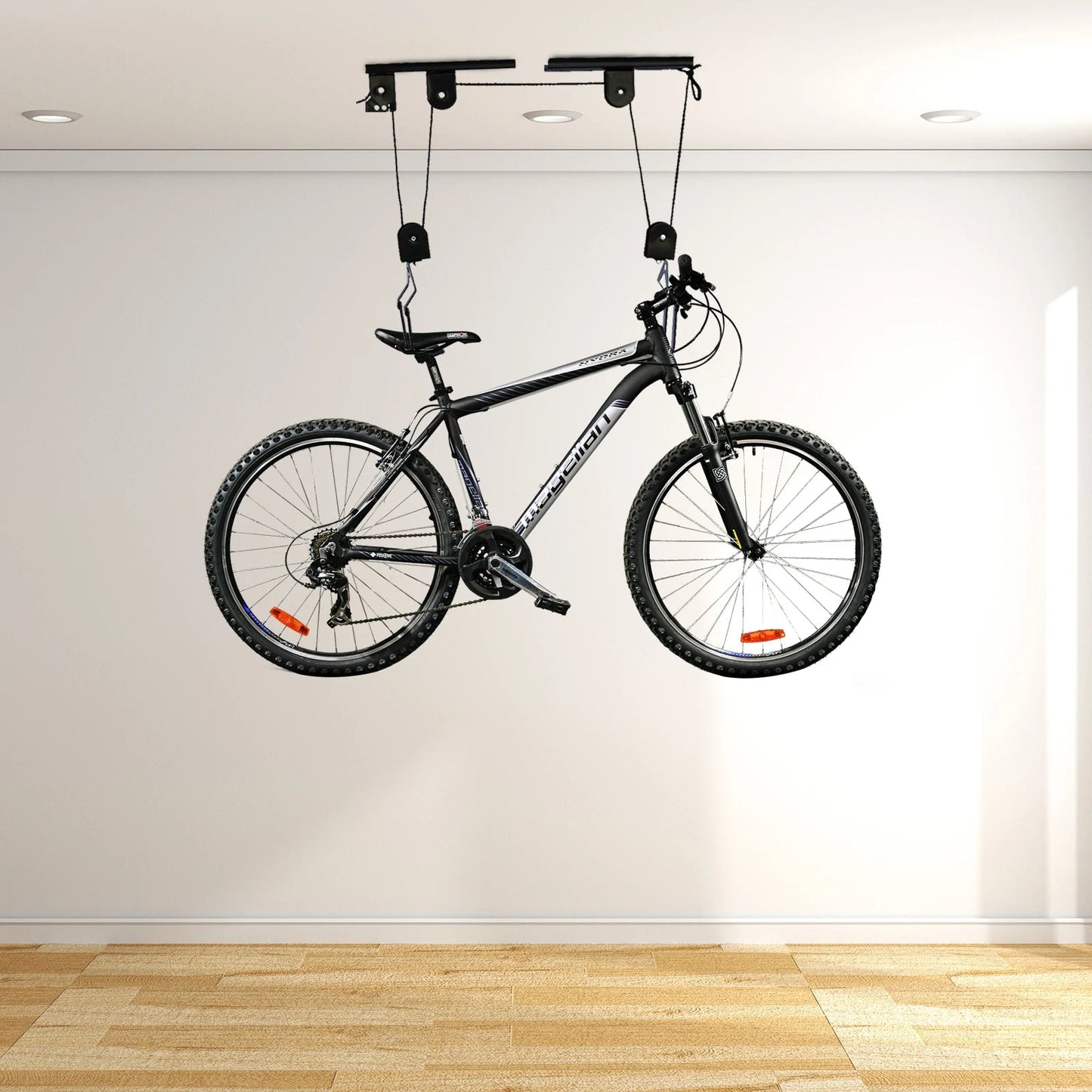 Ceiling-Mounted Bike Hoist – Heavy-Duty Pulley System for Garage Storage & Easy Lifting