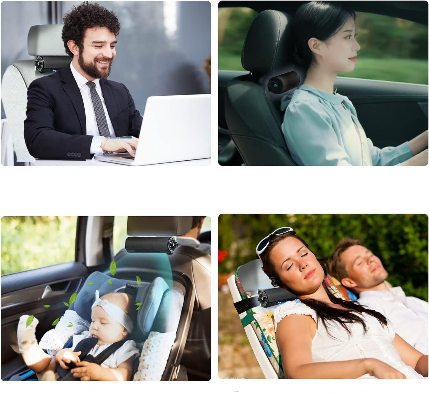 Car Seat Fan - 3 Speeds Strong Cooling Air Fan for SUV, RV, Vehicles, Office Seats