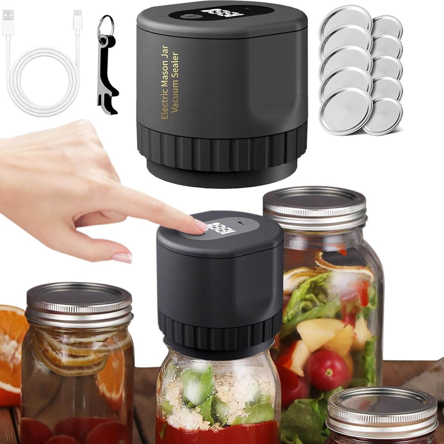 Vacuum Sealer for Mason Jars - Electric Food Preservation System for Cannin