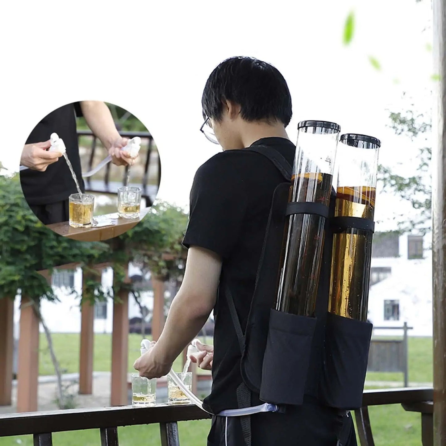 Plum Wheat Portable Backpack Dispenser – 6L Dual Shot Beverage Companion for Beer