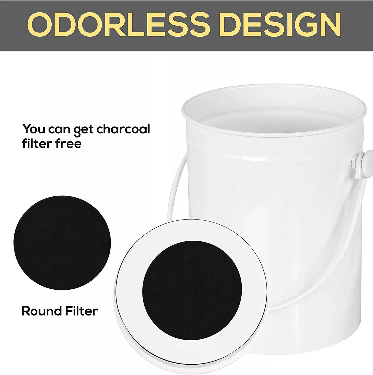 Compost Bin with Lid and 1.3 Gallon Compose Spare Charcoal Filter Utopia Kitchen