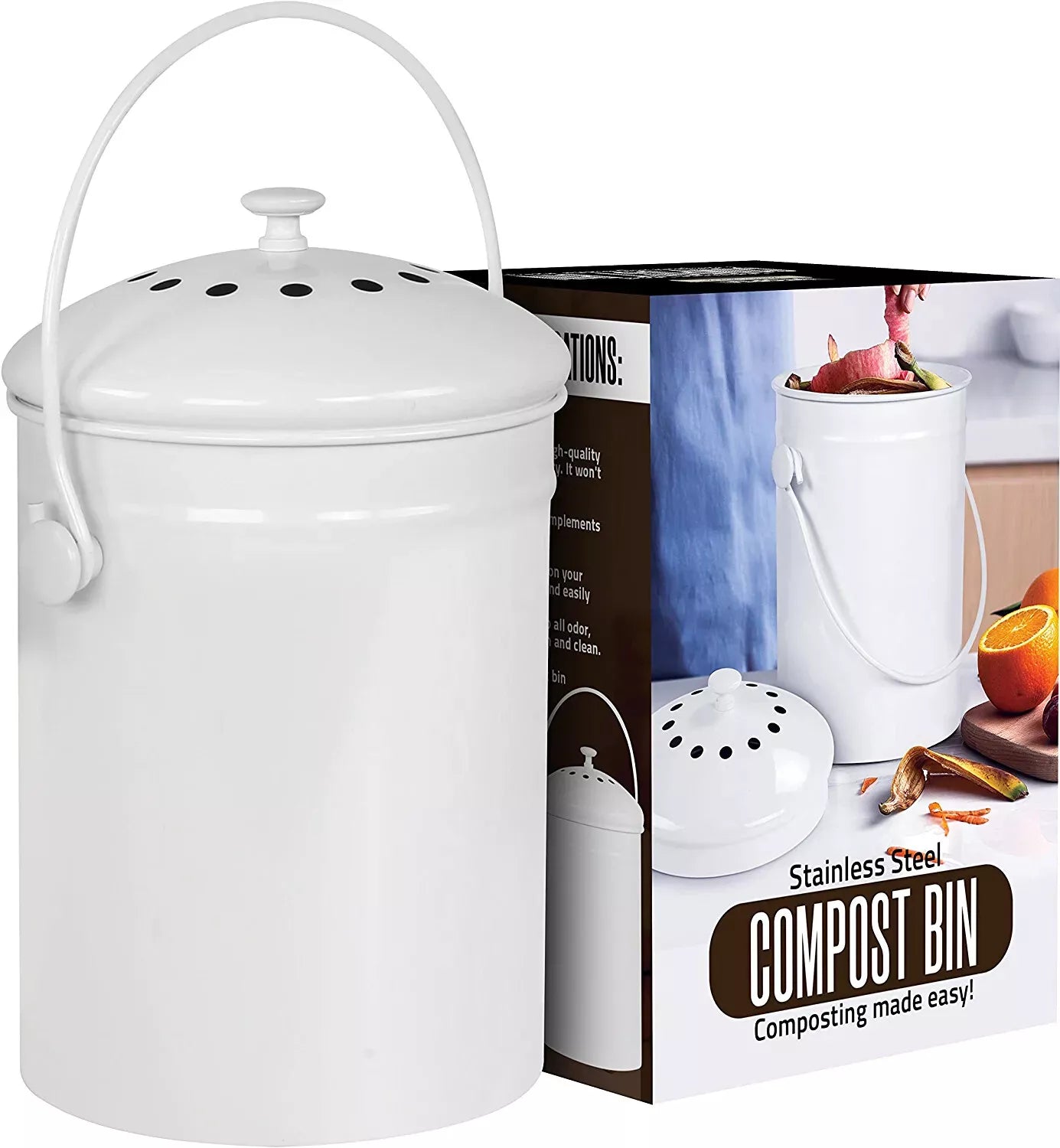 Compost Bin with Lid and 1.3 Gallon Compose Spare Charcoal Filter Utopia Kitchen