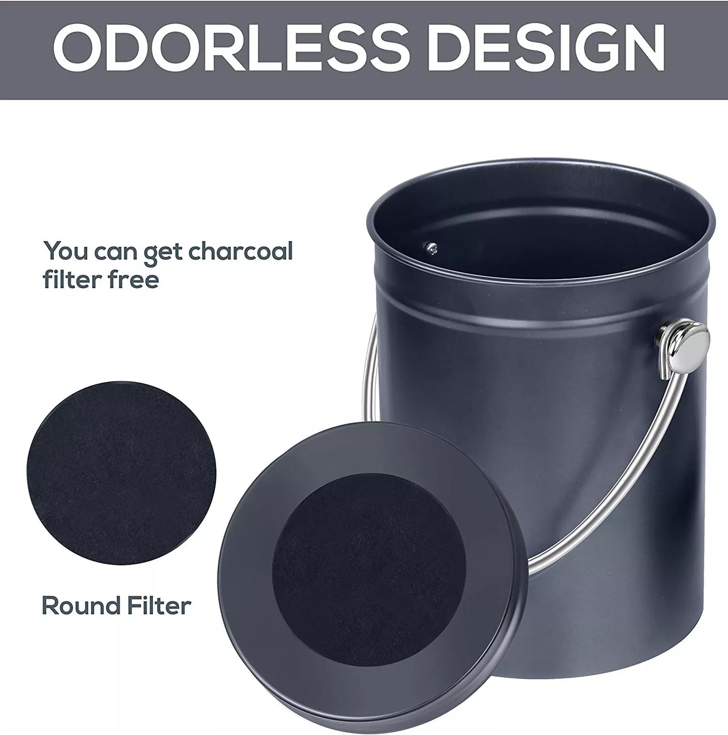 Compost Bin with Lid and 1.3 Gallon Compose Spare Charcoal Filter Utopia Kitchen