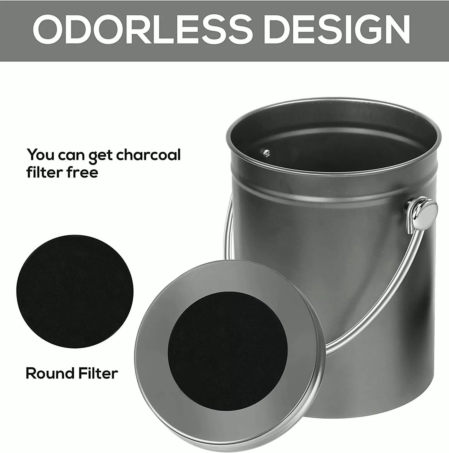 Compost Bin with Lid and 1.3 Gallon Compose Spare Charcoal Filter Utopia Kitchen