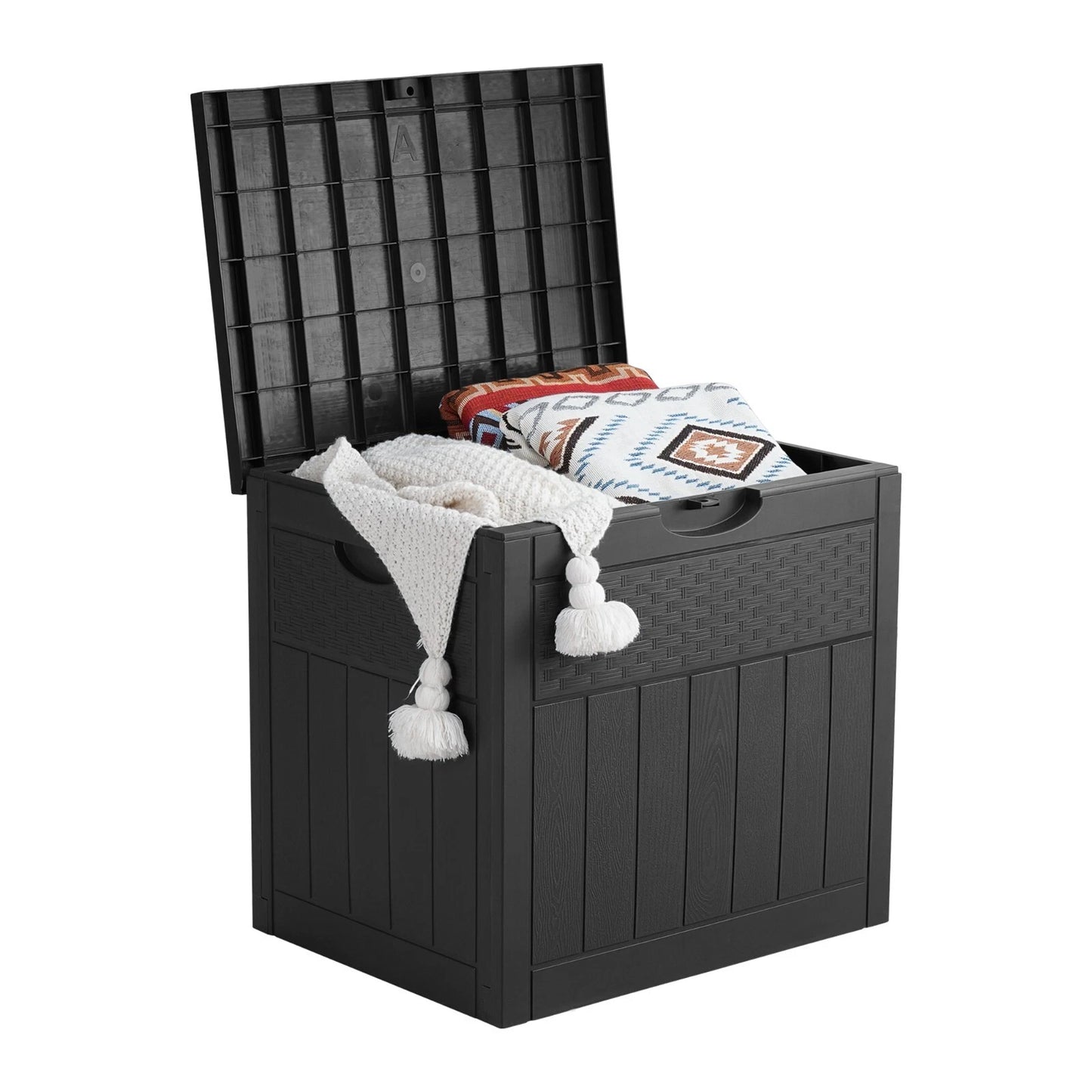 33 Gallon Deck Box, Outdoor Storage Box Waterproof, Black