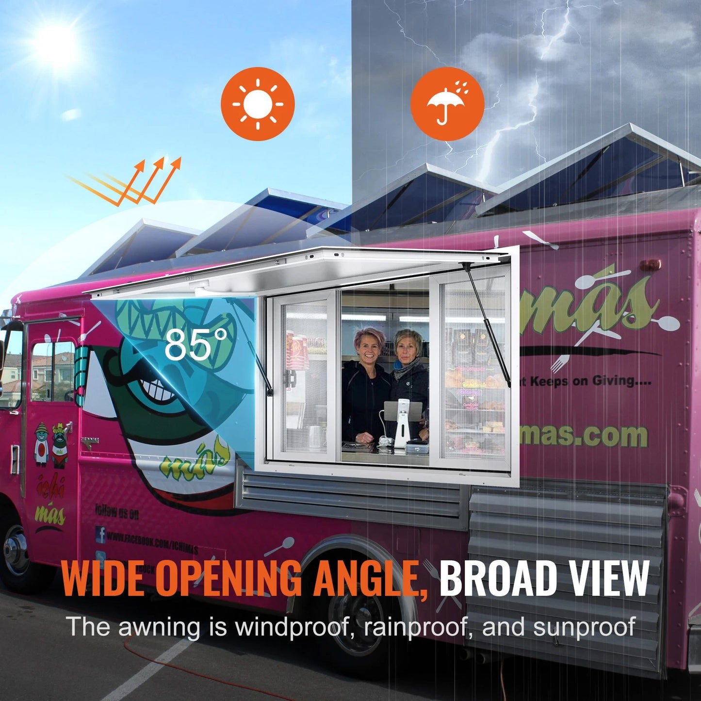 48"L x 36"W Concession Stand Serving Window Food Truck Service Awning