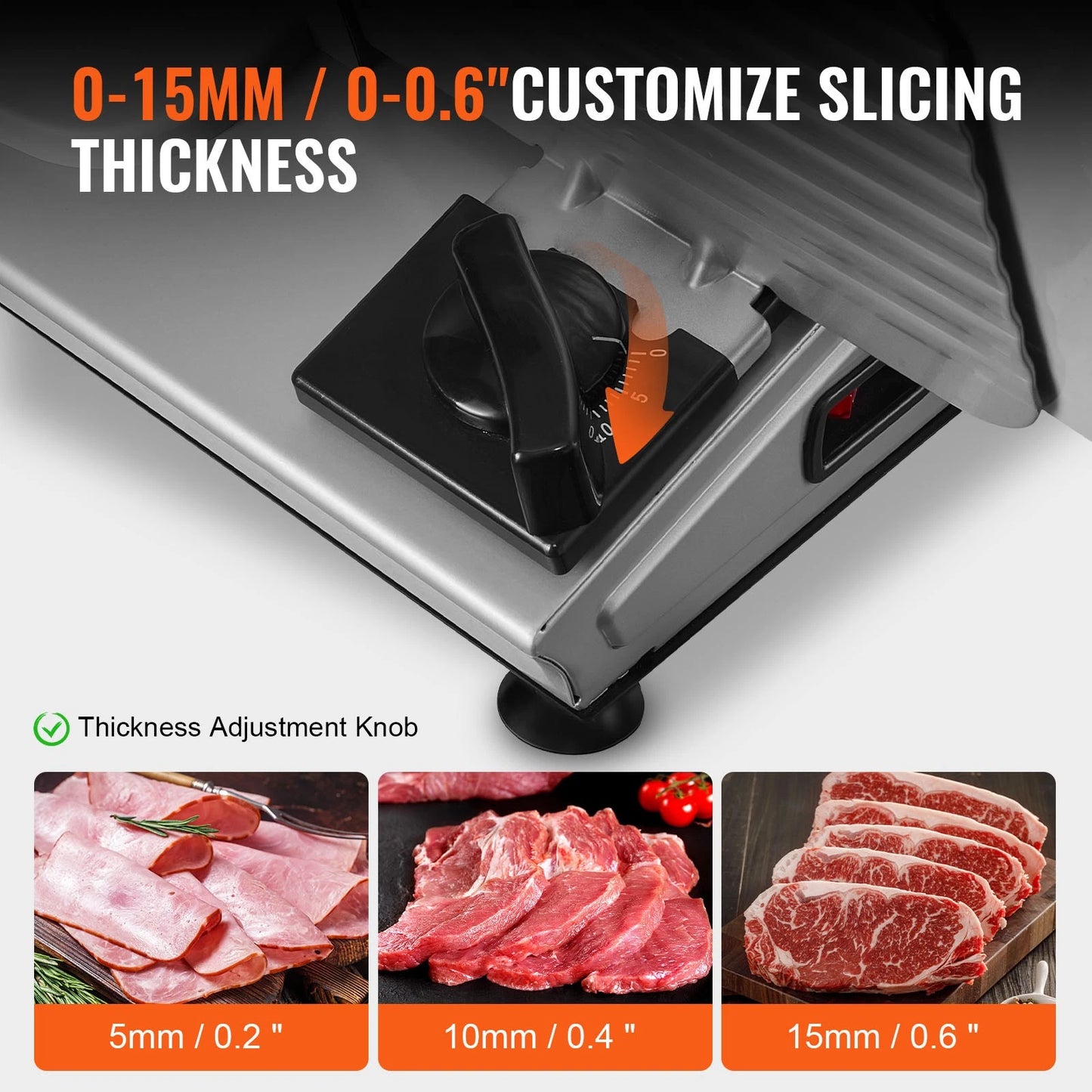 Meat Slicer 180W Electric Deli Food Slicer with 7.5 inch SUS420 Blade