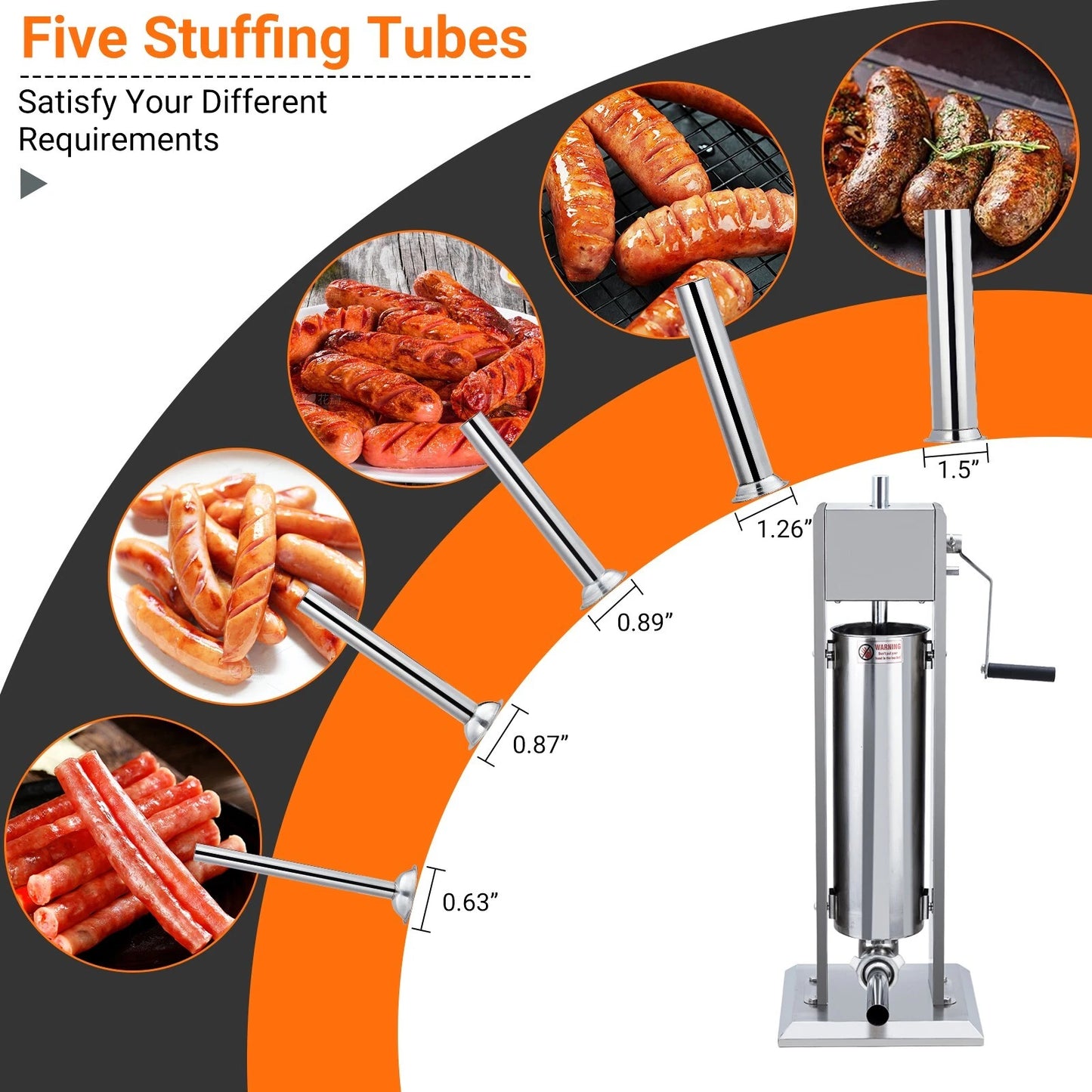 Sausage Stuffer 15LBS Sausage Maker Meat Filler Machine Stainless Steel