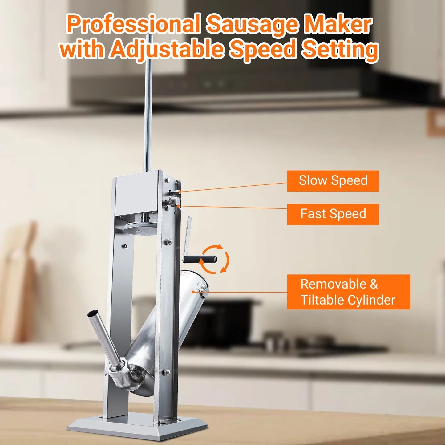 Sausage Stuffer 15LBS Sausage Maker Meat Filler Machine Stainless Steel