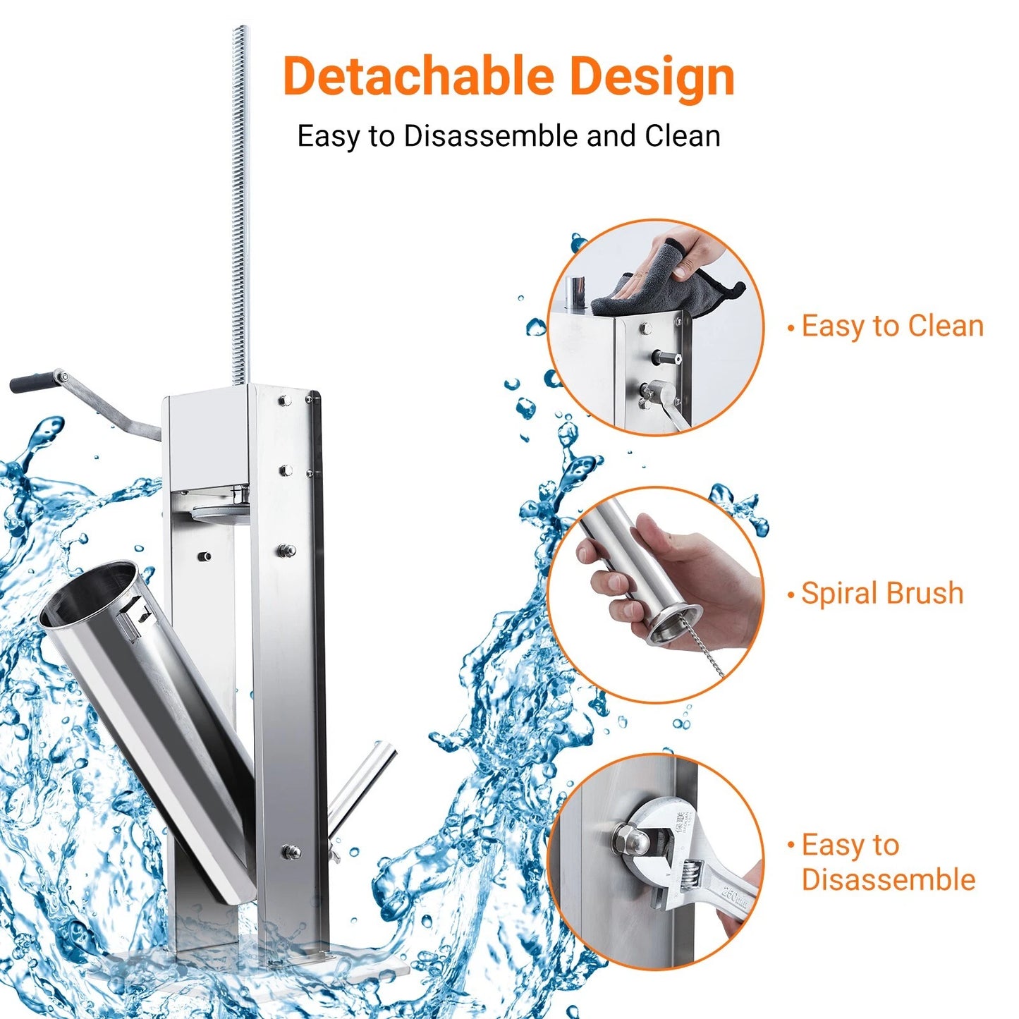 Sausage Stuffer 15LBS Sausage Maker Meat Filler Machine Stainless Steel