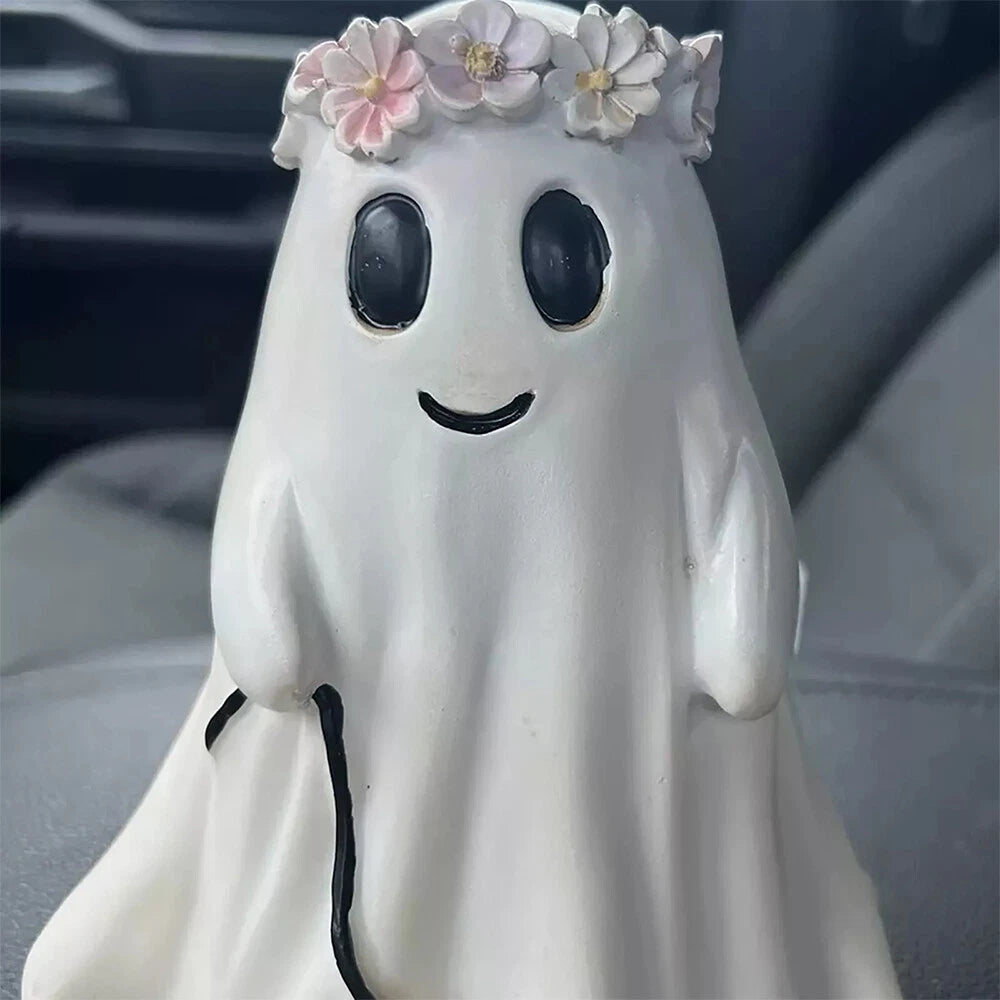 9.8 inch Halloween Goblin And Ghoul Ghost Walking Dog Spooky Ghost Dog Figurine