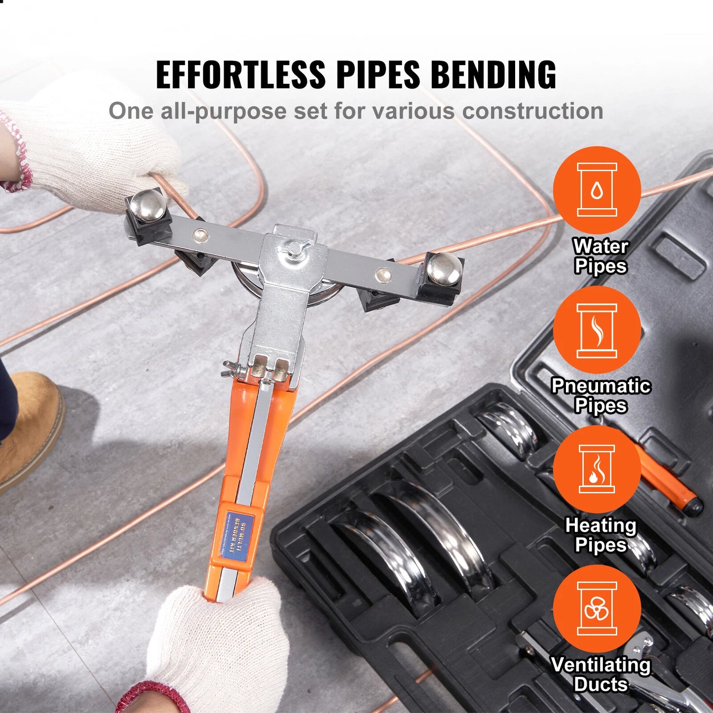 Ratcheting Pipe Tube Bender 1/4"-7/8" 90° Forward/Reverse Bending 7 Dies