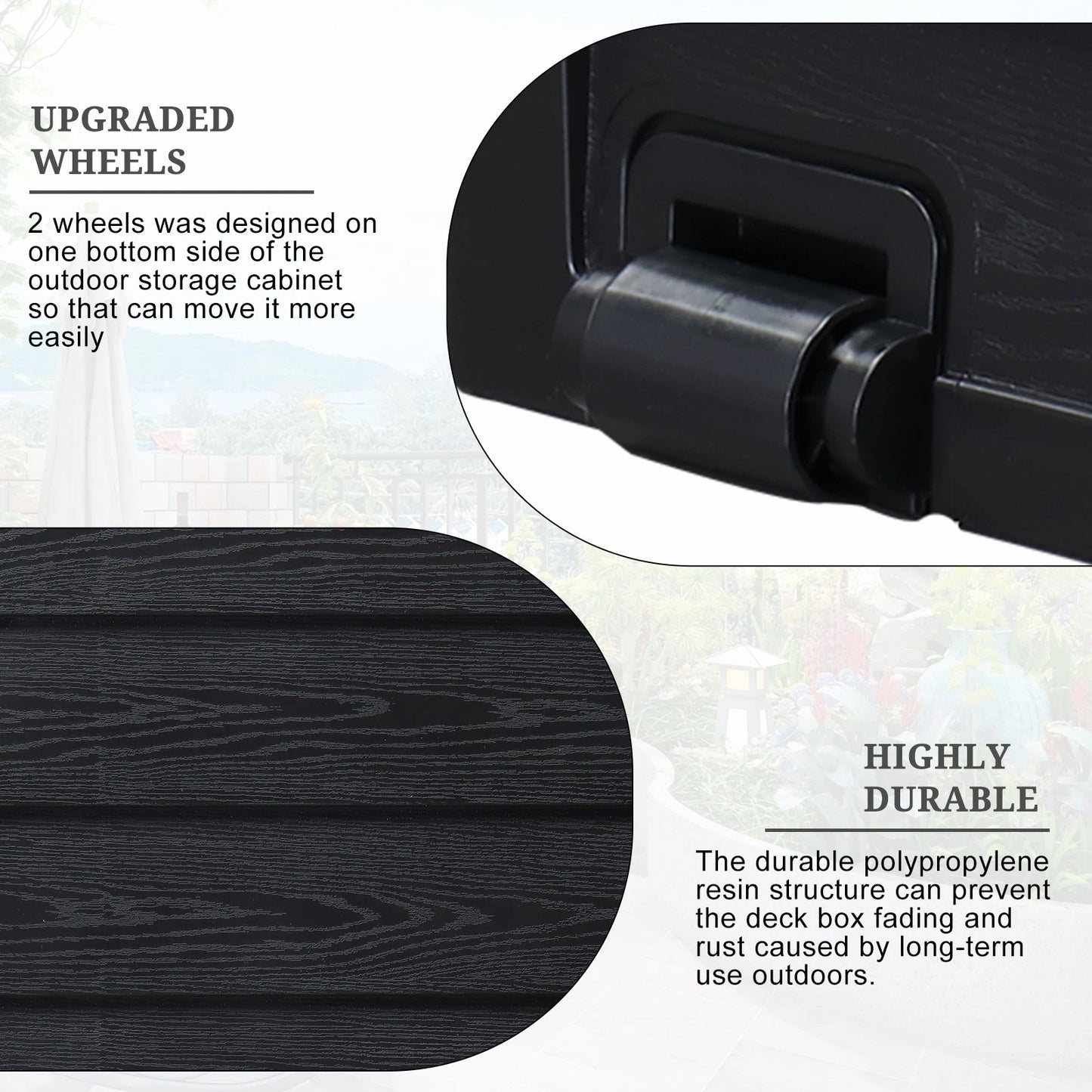 75 Gallon Outdoor Patio Storage Deck Box Garden Bench Weatherproof Resin Black