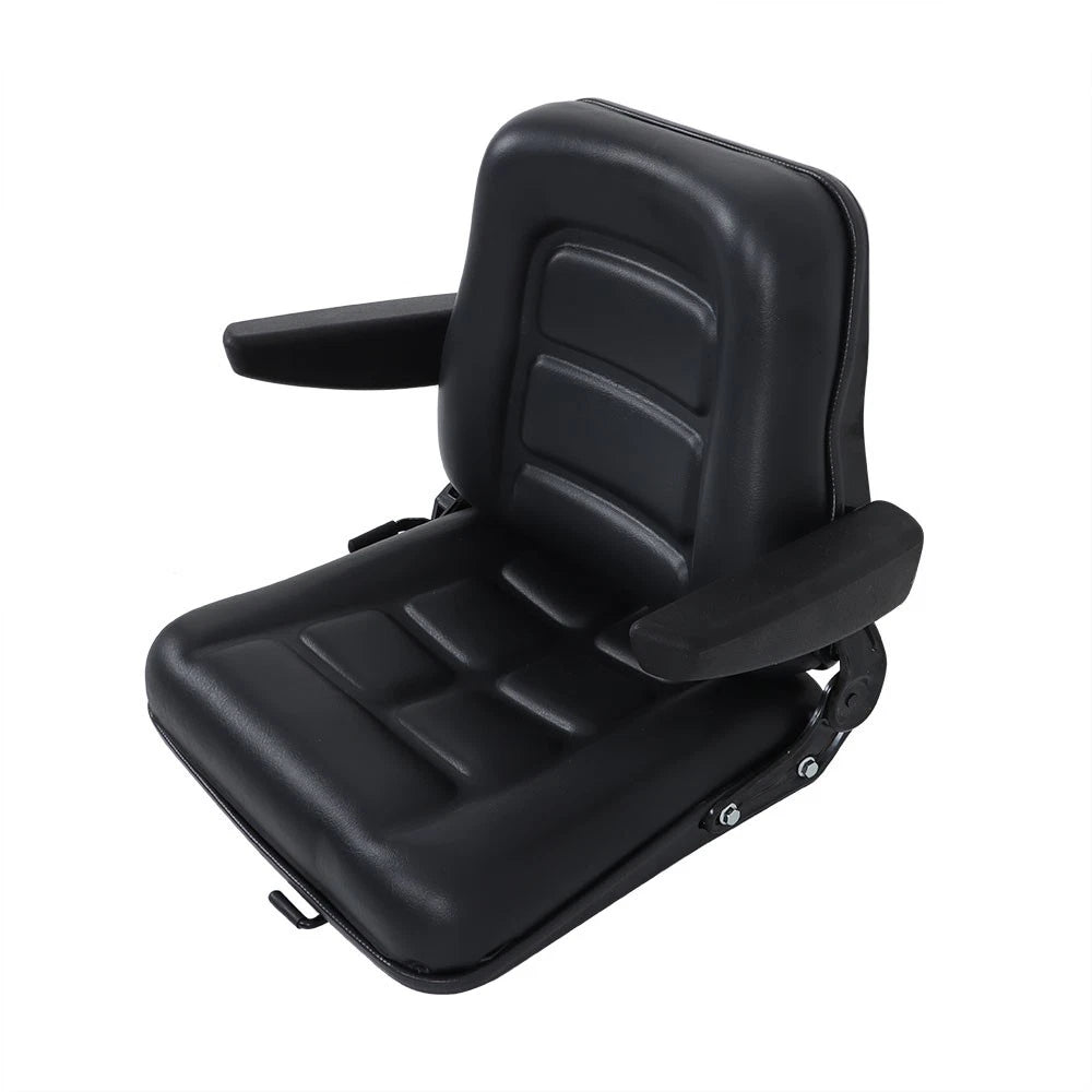 Adjustable Backrest Lawn Mower Tractor Seat Forklift Excavator Seat w/ Armrests