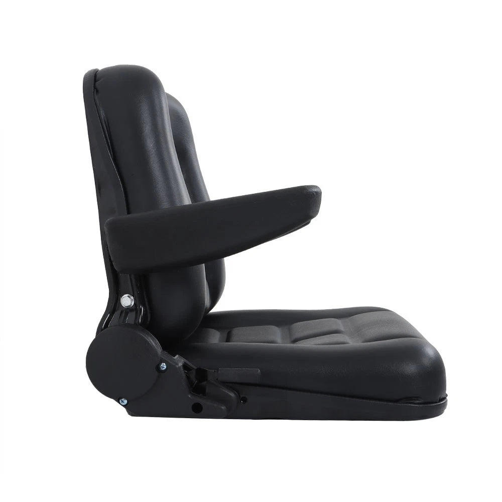 Adjustable Backrest Lawn Mower Tractor Seat Forklift Excavator Seat w/ Armrests