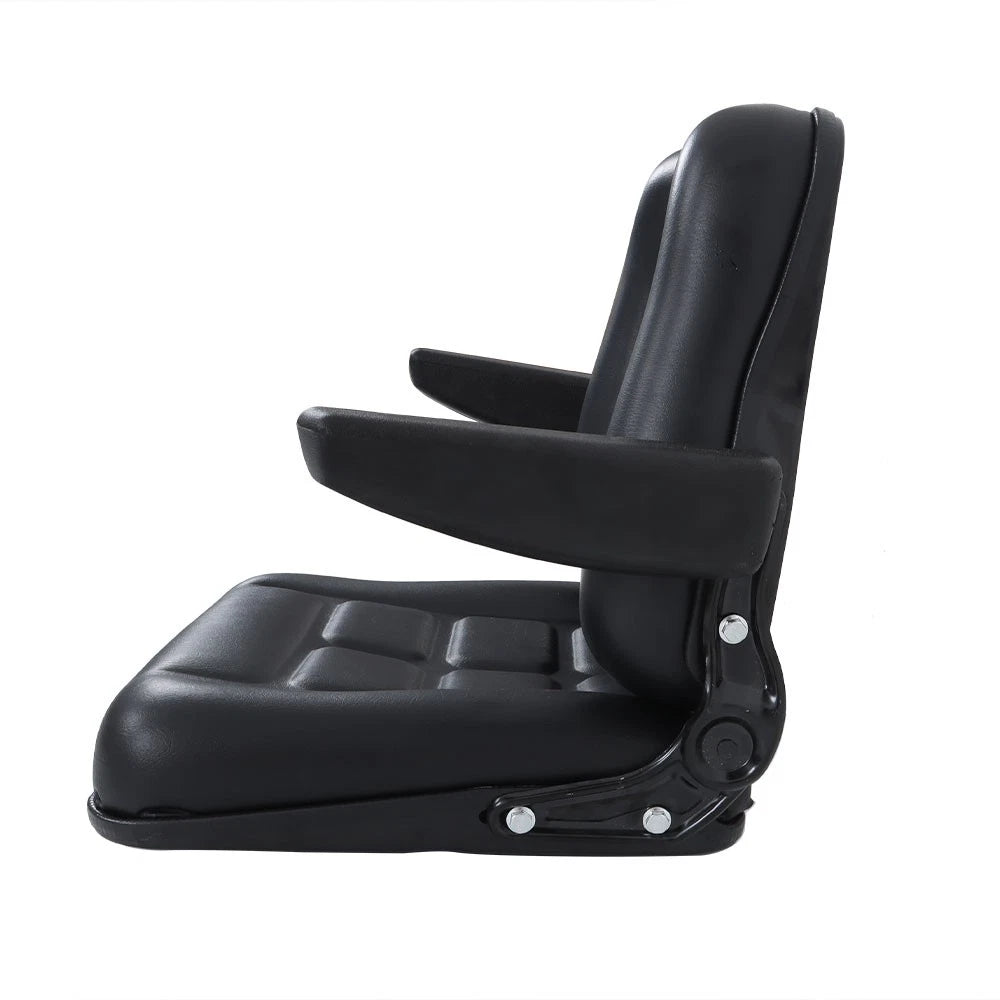 Adjustable Backrest Lawn Mower Tractor Seat Forklift Excavator Seat w/ Armrests