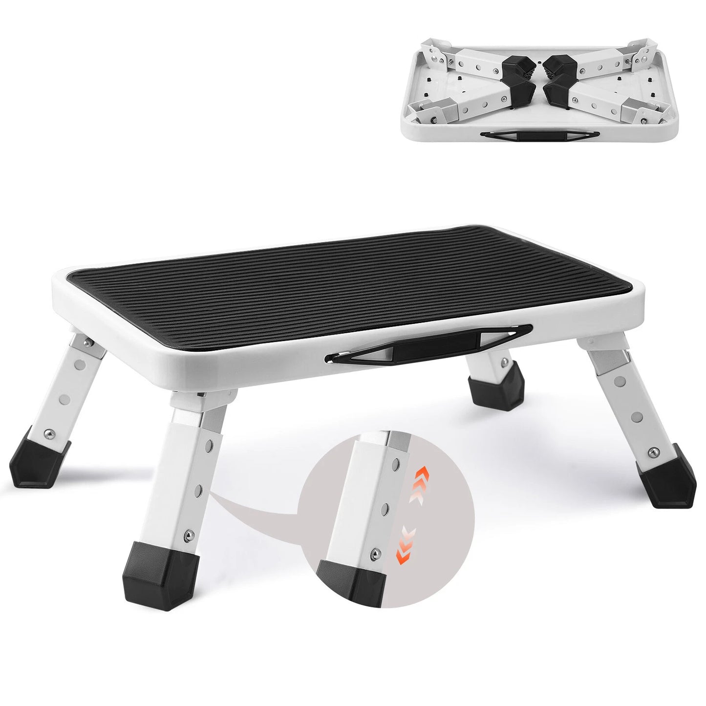 Step Stool Ladder Foldable 3 Adjustable Height Max Load 330lbs for Home