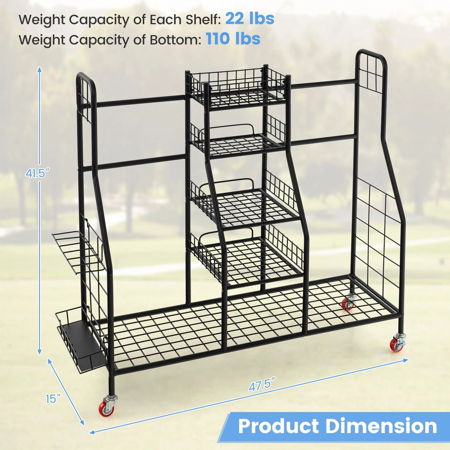 Golf Bag Storage Organizer, Heavy Duty Metal Double Golf Bag Storage Rack