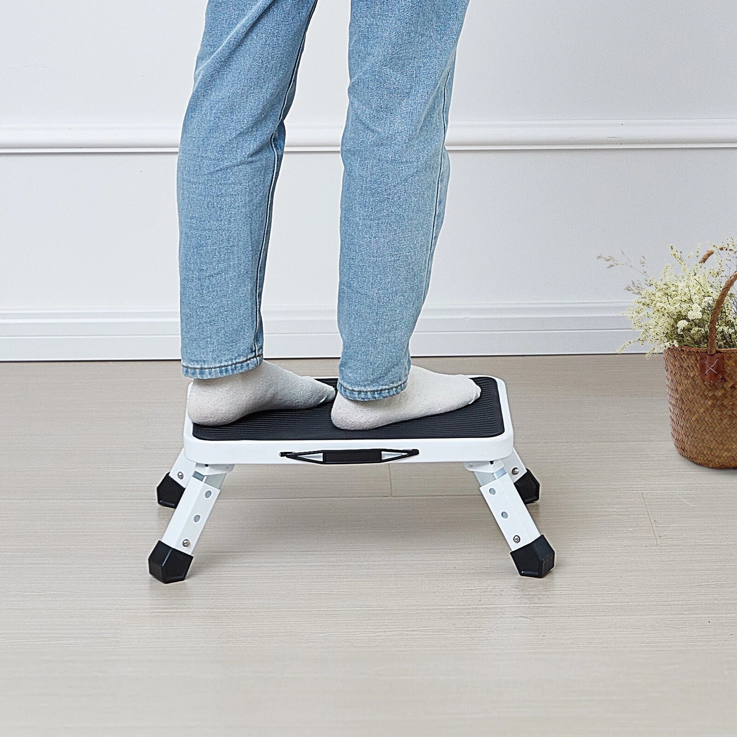 Step Stool Ladder Foldable 3 Adjustable Height Max Load 330lbs for Home